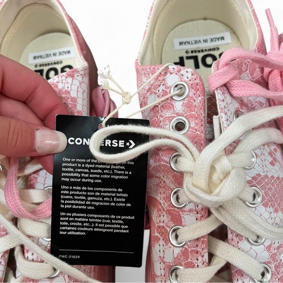 Converse Pink and White Lace-Up Sneakers - Picture 2 of 6